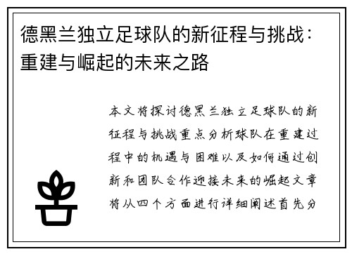 德黑兰独立足球队的新征程与挑战：重建与崛起的未来之路